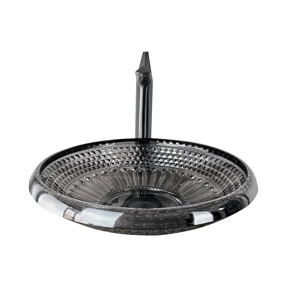 Crystaline Siyah Dekoratif Oval Cam Lavabo