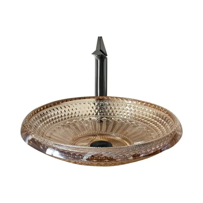 Core Bej Dekoratif Oval Cam Lavabo