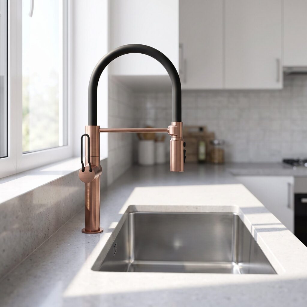 M17 Fırçalı Rose Gold Mutfak Bataryası mutfak ortamında