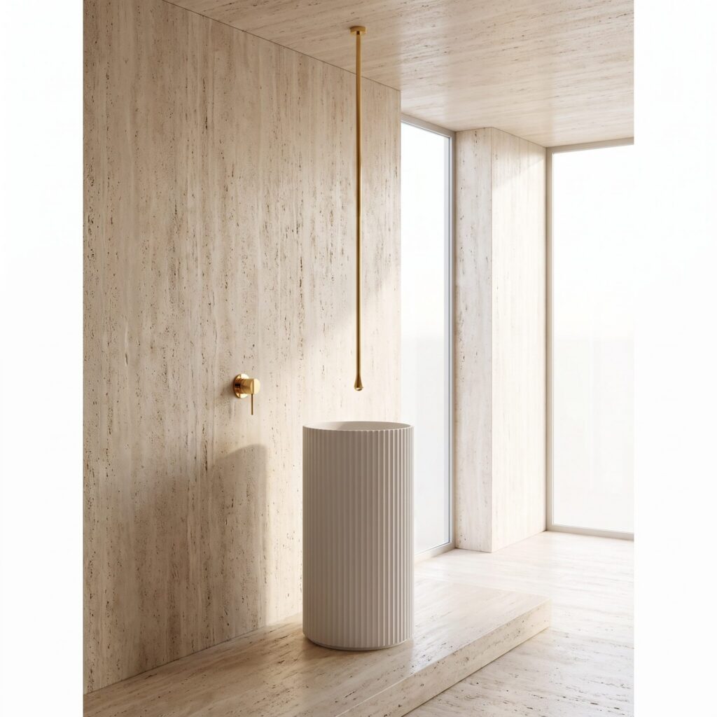 Zenflow Altın Tavandan Lavabo Bataryası banyo ortamında