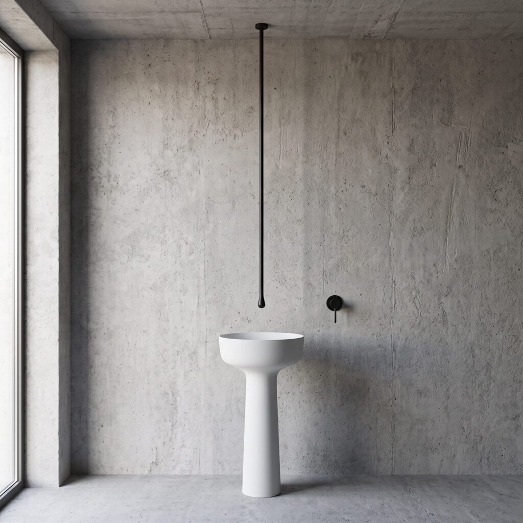Zenflow Mat Siyah Tavandan Lavabo Bataryası banyo ortamında