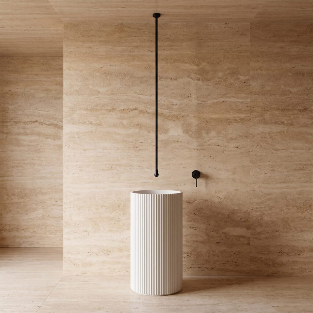 Zenflow Mat Siyah Tavandan Lavabo Bataryası banyo ortamında