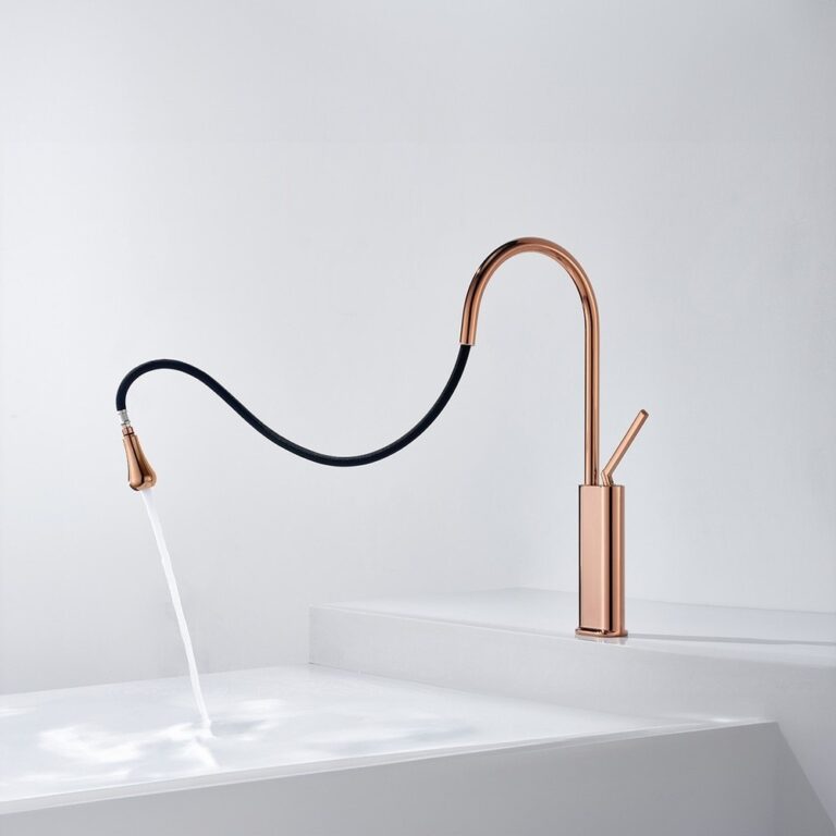 Zenflow Fırçalı Rose Gold Spiralli Mutfak Bataryası - Graffe Bagno