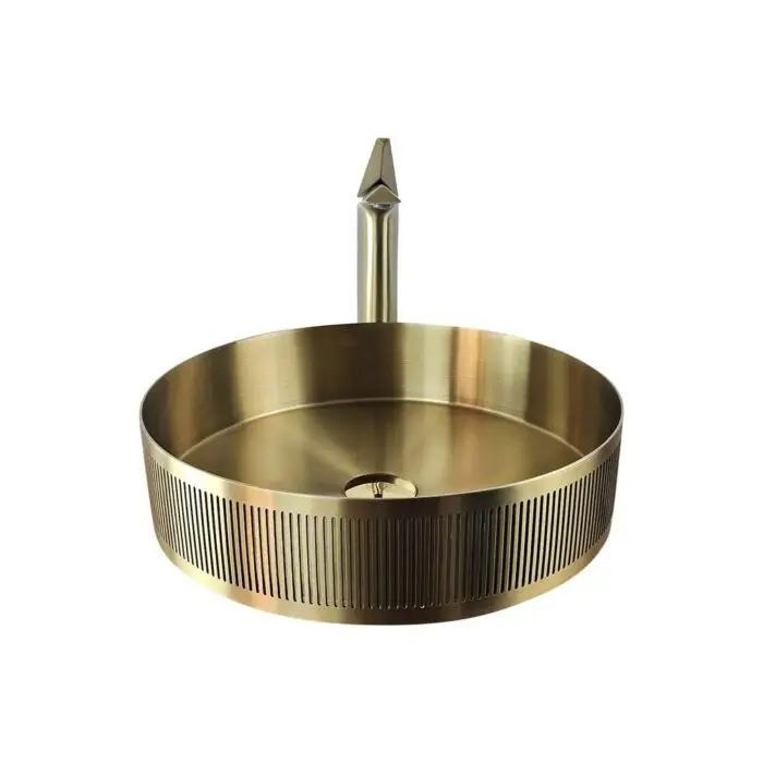 Paslanmaz Çelik Stripe Altın Çanak Lavabo